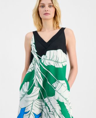 tahari a line dress Red Sleeveless Belted A-Line Dress