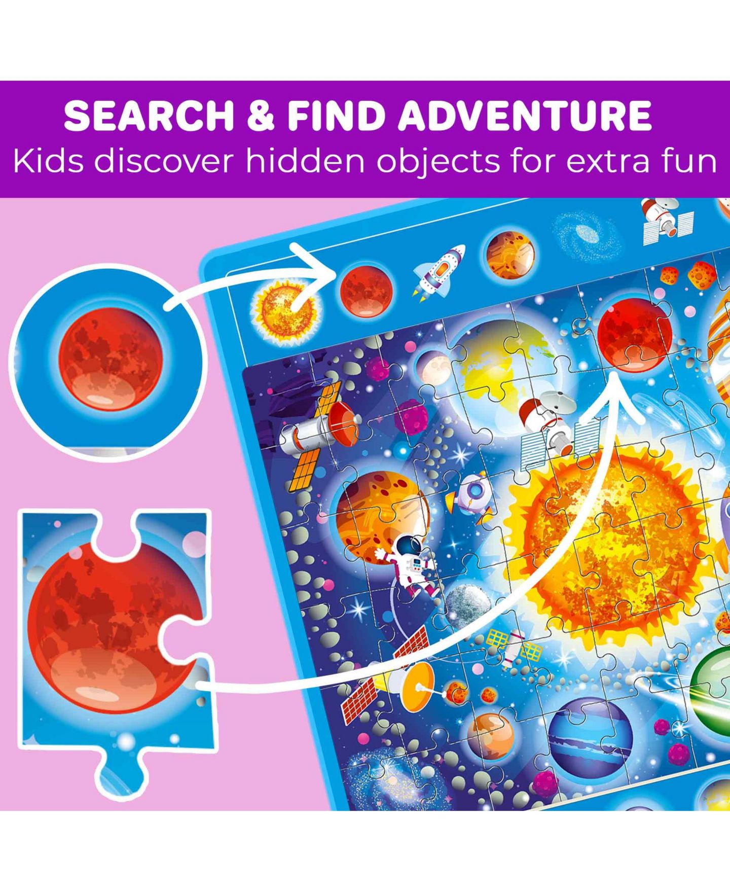 Детские игрушки Quokka Magnetic Search and Find Puzzles, 2-Pack, Ages 3+, цвет: Космический — фото 3