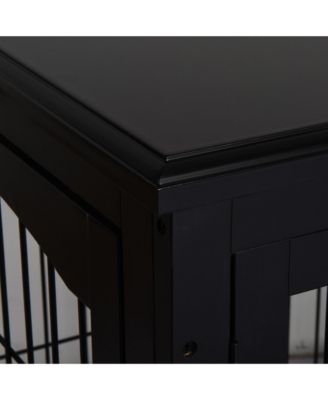 Small Dog Crate End Table – Black Pet Cage with Two Opening Sides & Lockable Door, Decorative Indoor Kennel