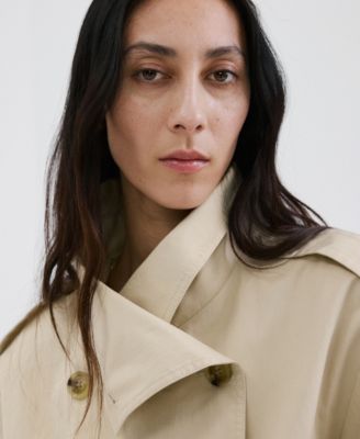 Women's Funnel-Neck Cropped Trench Coat
