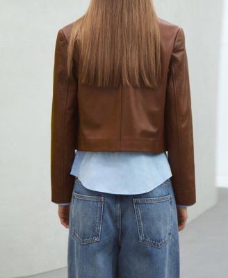 Women's Leather Double-Breasted Jacket