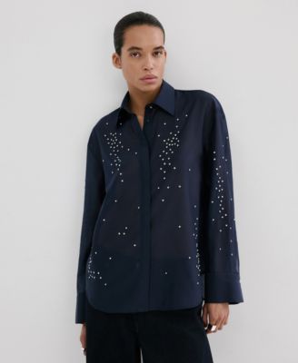 Women's Rhinestones Lyocell Shirt