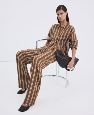 Women's Pleated Striped Pants