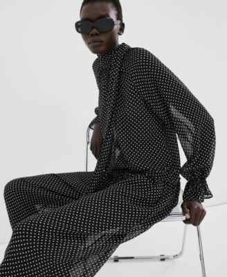 Women's Polka-Dot High-Neck Blouse