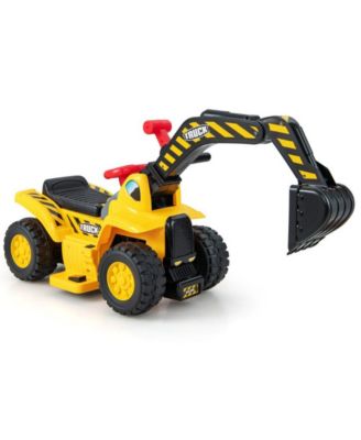 6V Kids Ride On Excavator Fun Digger with Folding Basketball Hoop