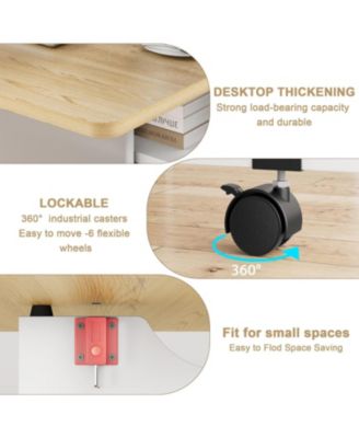 Folding Dining Table Drop Leaf Table for Small Spaces, Versatile Collapsible Dinner Kitchen Office Table with 2 Storage Racks