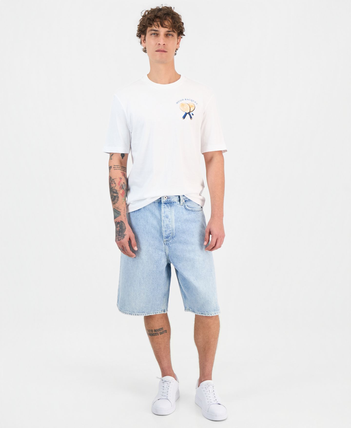 Мужские шорты Hugo Boss Mason Regular-Fit 10.6" Denim Shorts, цвет: Бирюзовый / Аквамариновый — фото 1