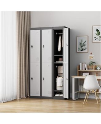 Metal Storage Cabinet with 2 Doors, Lockers for Employees Students with Shelves, Metal Storage Steel Locker for School Garage Office