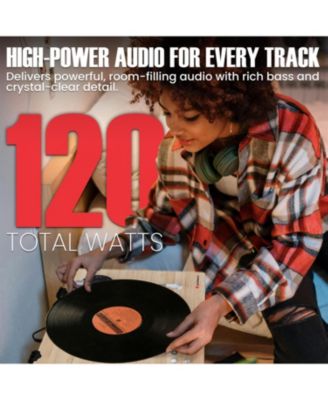 Vinyl Record Player, All-in-one Turntable with 2.1 Channel Built-in Speaker, Bluetooth 5.4, 120W, Built-in Subwoofer
