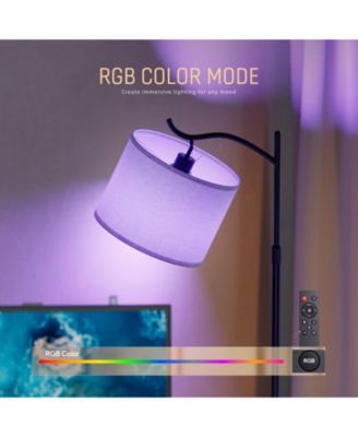 RGB Floor Lamp with Remote App Control Stepless Dimming 3 Color Temperatures Adjustable Height and Shade