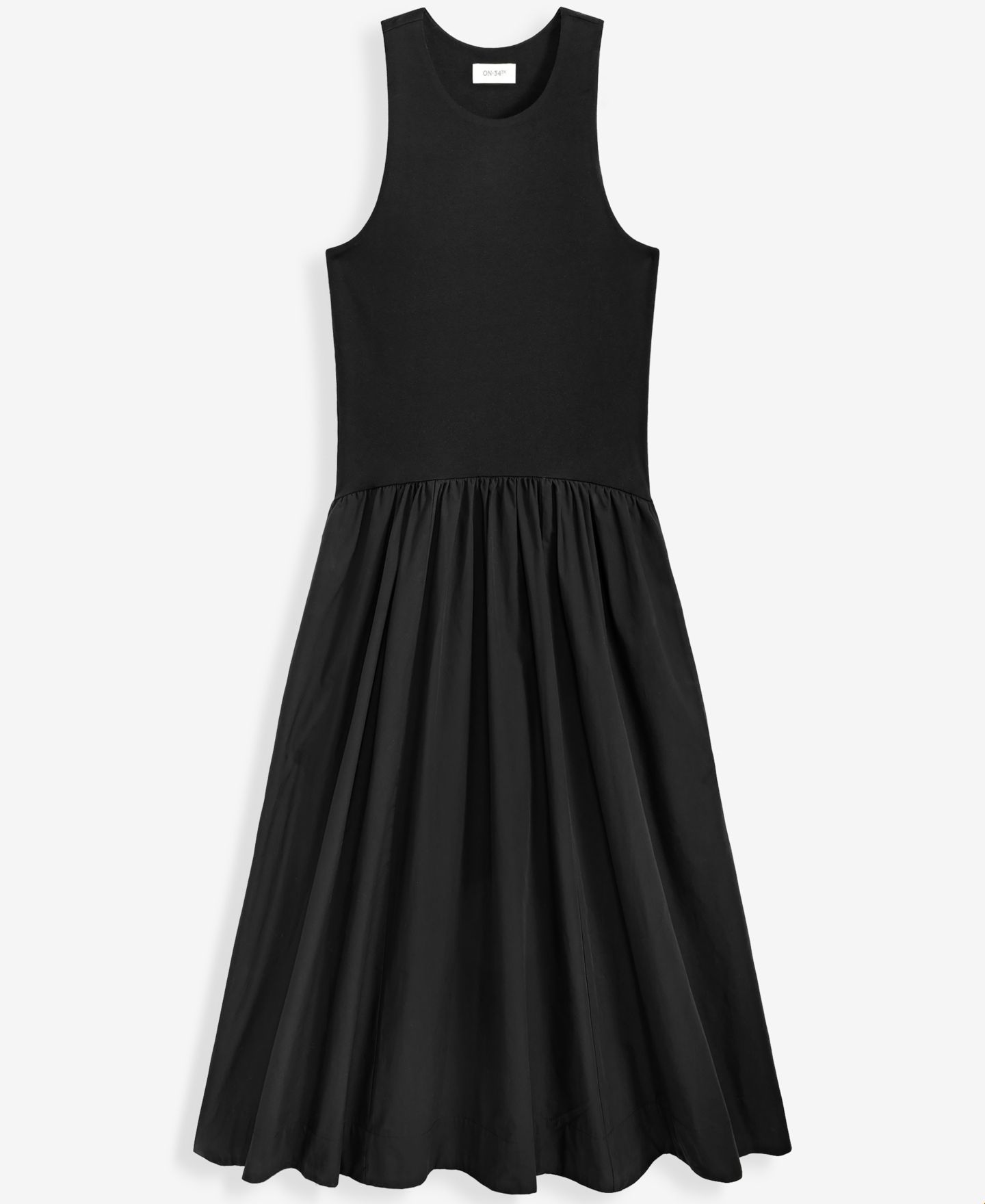 Женское платье On 34th Curved-Waist Mixed-Media Midi, цвет: Глубокий чёрный — фото 7