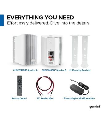 GHSI-W400BT-PR-WHT 4" Waterproof Outdoor Bluetooth Speakers (2024)