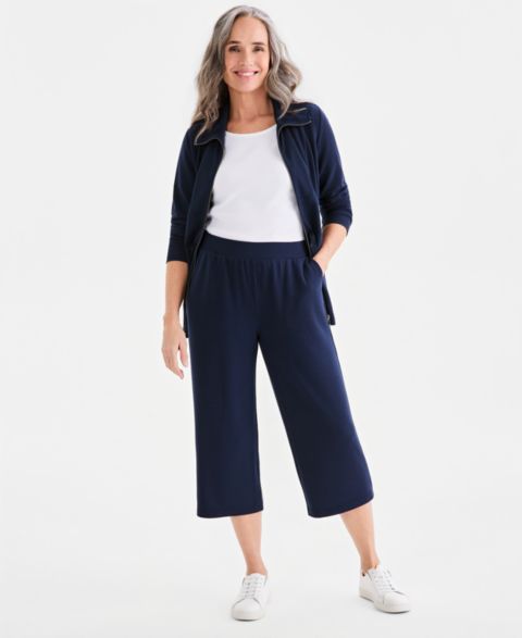 Женские брюки Style & Co LuxLounge French Terry Capri, цвет: Синий