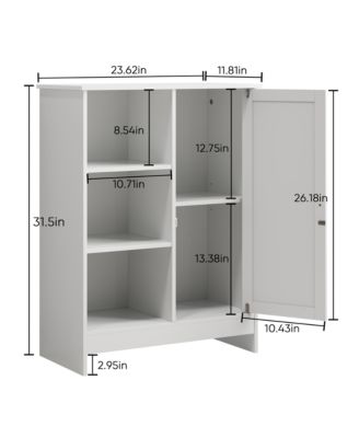 Bathroom Cabinet - Freestanding Storage Cabinet with 1 Cabinet, 3 Open Compartments for Bathroom, Living Room
