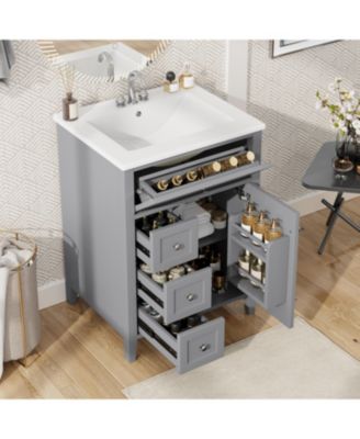 Modern Bathroom Vanity with Sink 3 Drawers Adjustable Shelf Cabinet