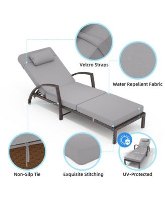 Patio Furniture Outdoor Wicker Chaise Lounge Chair with Arms