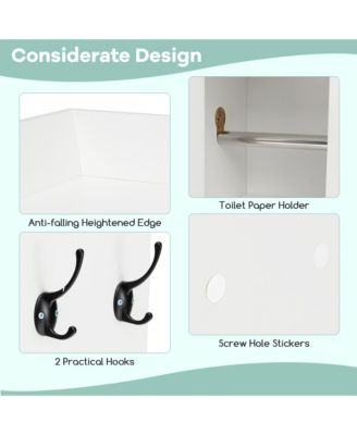 Over The Toilet Storage Cabinet w/ Sliding Barn Door Adjustable Shelves 2 Hooks