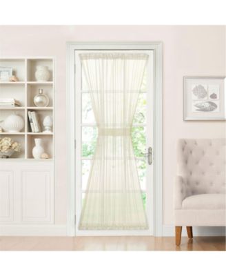 Country Home Beige Sheer Voile Door Curtain Panel With Tieback