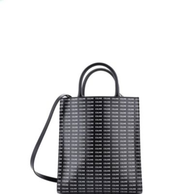 Small Vertical Cabas Tote All Over Logo Print Leather