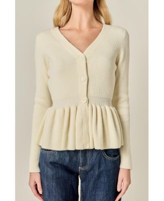 Women's Peplum Knit Long Sleeve Vest