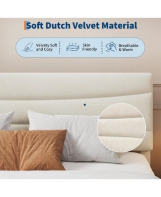 Twin XL Size Bed Frame with Headboard, Velvet Upholstered Platform Bed Frame No Box Spring Needed with Under-Bed Storage