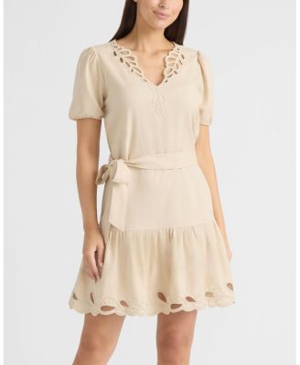 Women's Embroidered Belted Dress
