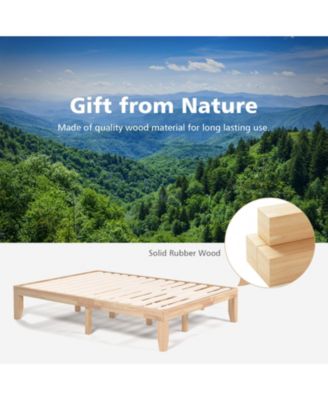 14 Inch Full Size Wood Platform Bed Frame with Wood Slat Support