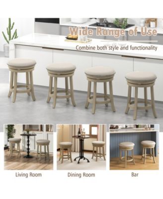 360° Swivel Bar Chairs Set of 2 with Wood Frame