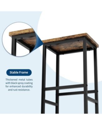 Counter Height Dining Table Set with Storage & 2 Bar Stools, 3-Piece Wooden Kitchen Table for Small Spaces