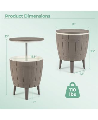 10 Gallon Cooler Bar Table w/ Telescopic Tabletop 3-in-1 Coffee Table Ice Bucket
