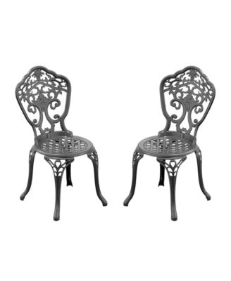 2Pcs Patio Dining Chair Cast Aluminum Bistro Chairs with Frame