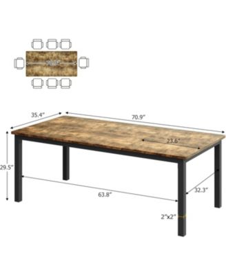 71" Rectangle Dining Table for 6-8, Modern Wood Table, Sturdy Metal Legs, Dining, Living, Conference