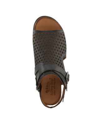 COVINGTON Women's Leather Cut-Out Sandals with Ankle Coverage and Buckle Detail