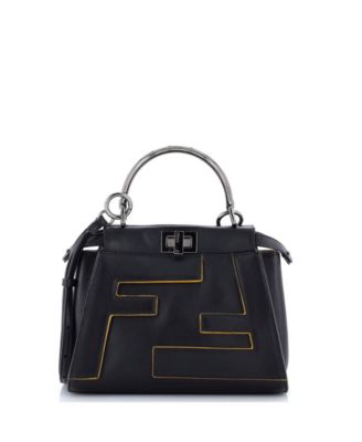 Mini FF Logo Peekaboo Bag Leather with Applique