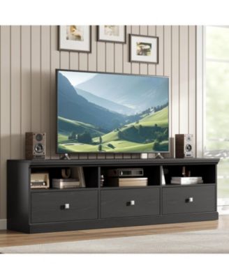 TV Stand for in TV, Entertainment Center with Storage Drawer, Mid-Century Modern TV Console with Open Shelves