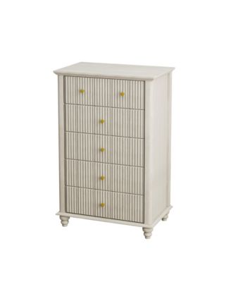 Minimalist 6 Drawer Dresser Cream Finish Sturdy Construction for Bedroom Living Room Storage