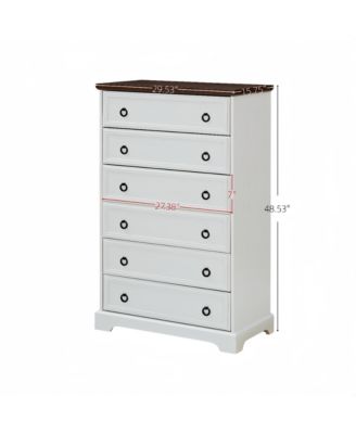 Modern 6 Drawer Dresser Tall Chest for Bedroom Living Room with Easy Pull Handle