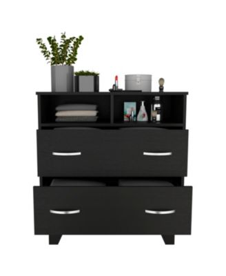 Modern 4 Drawer Dresser MDF Cabinet with Wheels for Bedroom Living Room Entryway