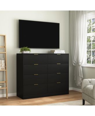 Tall 8 Drawer Dresser 47.2-Inch-Wide Wood for Bedroom Closet Storage