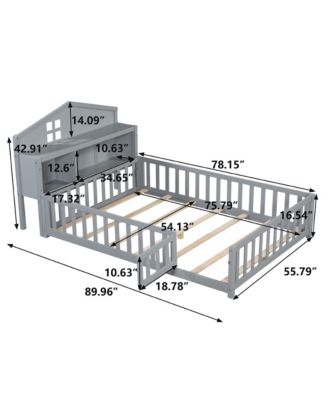 Full Size Headboard Storage Cabinet with Chalkboard for Montessori Bed