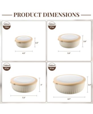 4-Pack Round Stackable Airtight Food Storage Bowls Containers with Lids - for Meal Prep, Leftovers, Freezer, Mixing, Salads