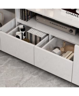 Pc Wood TV Stand, 4 Drawers, Media Console with Light Strip – Entertainment Furniture