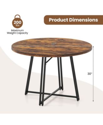 47 Inch Dining Table for 4-6 People Round Kitchen Table with Cross Base