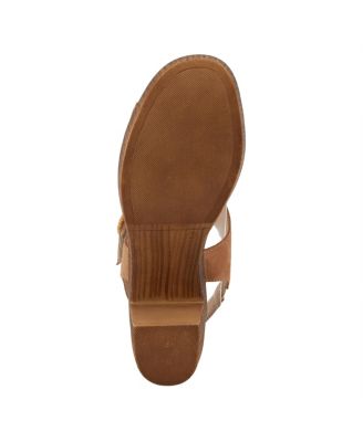 Women's Gamona Ankle-Strap Heeled Sandal with Decorative Buckle - Cork Chunky High Heel