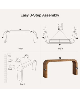 Solid Wood TV Stand, 70.87-Inch Farmhouse Sofa Table with Waterfall Curved Corners for Hallway
