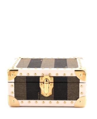 Jewelry Trunk Case Pequin Canvas with Leather
