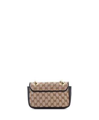 Mini GG Marmont Flap Bag Diagonal Quilted GG Canvas with Leather