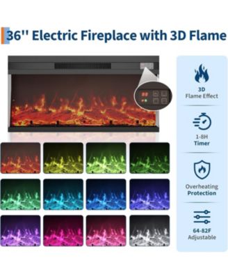 68" Farmhouse Electric Fireplace TV Stand, Entertainment Center with Open Storage Cabinets for TVs up to 75", Media Console for Living