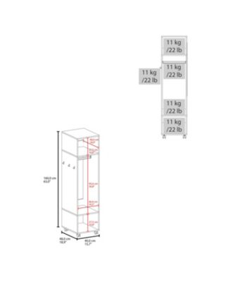 63inch Armoire with 3 Shelves 1 Mirror 4 Wheels Storage Cabinet