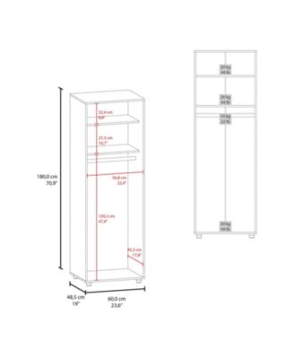 Armoire with 2 Doors Hanging Rod and 2 Upper Shelves 70.9inch High Bedroom Storage Organizer